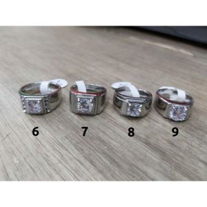 [Bayar di Tempat] CINCIN PRIA SUPER MEWAH AMERICAN DIAMOND - LIMITED STOCK - WARNA SILVER CINCIN TITANIUM ANTI KARAT BATU BERLIAN