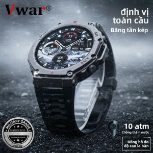 Đồng Hồ Thông Minh Quân Sự GPS Băng Tần Kép VWAR T-Rex 3 48mm 10ATM Chống Nước 1.43 Màn Hình AMOLED La Bàn Máy Đo Độ Cao Dành Cho Nam Tương Thích Với HUAWEI Xiaomi