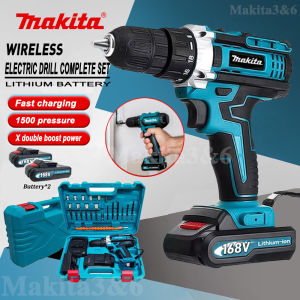 Cordless Electric Hand Drill Brushless Impact Drill 48v to 168v Multiple Options Wireless Rechargeable Electric Drill Heavy Duty Screwdriver Power Tools Set With 2 Lithium Battery 3 Mode Screwdriver Wall Drill Bits for Carpentry Electrician