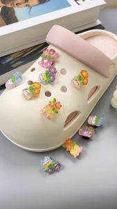 Set 10 Sticker Charm 3D chủ đề chậu bông trong suốt Mayto gắn Dép Cross Dép Sục Cá Sấu JB-192