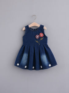 Fashionable Childrens Denim Vest Dress Girls Baby Spring Autumn Skirt Korean Style 1 Year Old 7 Years Old Kids Clothing