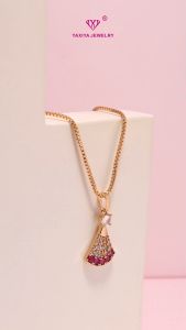 Yaxiya Kalung Wanita Motif Kipas Diva Permata Zircon Perhiasan Lapis Emas 18K 1044