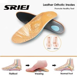 SRIEI 1Pair Shoes Insoles Orthotic Insoles Flat Feet Arch Support Leather Orthopedic Shoes Sole Insoles Corrected
