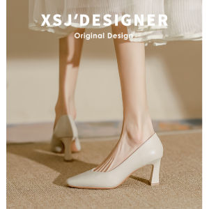 LIQIXIEFANG | Retro French Design Square Toe Coarse Heel Womens Single Shoes