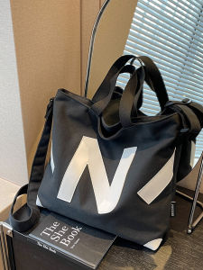 Casual Large Capacity Canvas Tote Bag Womens Shoulder Crossbody Bag Handbag Ins Student Tote Bag for Class British Style Pure Color