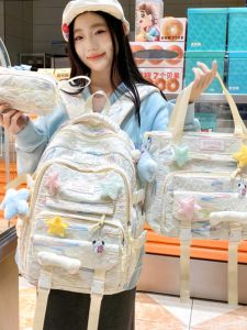Adorable Lightweight Backpack for Junior High School Girls Primary School Students Large Capacity Double Shoulder Bag Sweet Lady Style School Bag