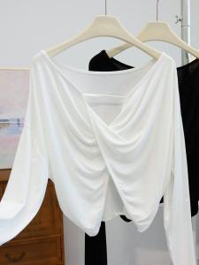 เสื้อยืดแขนกุดเปิดหลังสำหรับฤดูร้อน ทรงหลวม ทรงสั้น สำหรับผู้หญิง ชุดโยคะ ชุดเต้นรำ ชุดกีฬา ผ้าไหม ทรงหลวม ทรงสั้น ทรงหลวม