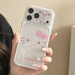 Sanrio | New INS Korea Cartoon Kitten Cute Phone Case for iPhone 17 Pro 15 16 17 Pro Max 15 Pro Fashion Glitter Shell Pattern Girls Case