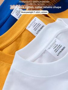 High Quality Heavyweight 300g Solid Color Non-Light Shoulder Loose Casual Short Sleeve T-Shirt Mens Summer Basic Top Shirt