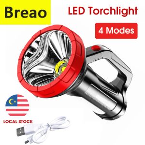 Breao LED Torch Flashlight Waterproof Searchlight Outdoor Rechargeable Lantern Lampu Suluh Terang 手电筒强光远射可充电