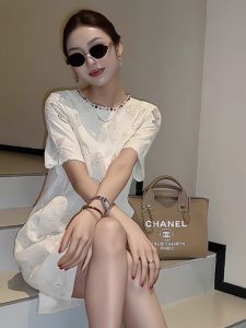 YUFUQING | Korean Style Round Neck Short Sleeve Loose Womens Dress White Summer New Fashion Slimming Short Skirt High Waist Commute Style