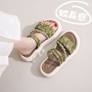 New Chinese Style Two-Way Womens Sandals Slippers Summer Outdoor Wear Soft Bottom Versatile Beach Shoes Silk Velvet Upgraded Version