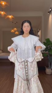 Đầm hoa kiểu corset dáng ngắn The Country Peony Florals Dress vải cotton in hoa