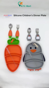 JOJOBOO Piring Makan Anak Bayi Silicone Children Dinner Plate Piring Makan Tempat makan Anak Bayi Silicone Food Grade Anti-Slip