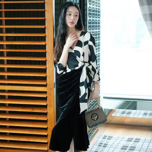 Stylish Workwear Velvet Mermaid Dress