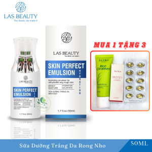 [ Tặng 3 món ] Sữa Dưỡng Trắng Da Rong Nho Nhật Bản Las Beauty Skin Perfect Emulsion (50ml) Chính Hãng