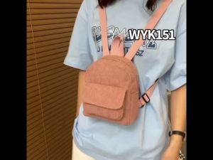 WYK151 Tas Ransel Wanita Corduroy Plain Backpack Impor TKM