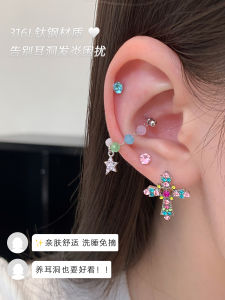 Unique Titanium Steel Earrings Beautiful Zirconia Studs Fashionable Ear Cuff Flashing Sparkle Fashion Jewelry for Women