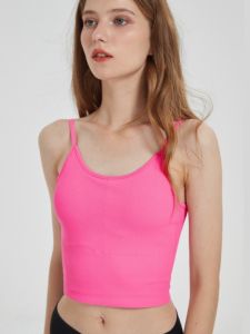 Seamless Knitted Yoga Sports Vest Candy Colored MimiUomi Basic Style with Chest Pad Breathable Ultra Elastic Cotton Womens Fitness Wear