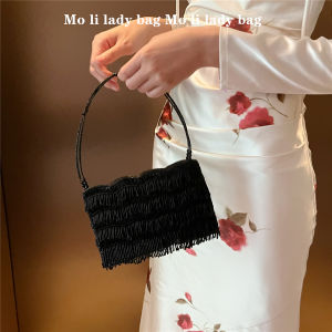 Handmade Beaded Wave Tassel Evening Bag Vintage Retro Midi Qipao Ladies Handbag Small Fashionable Polyester Crossbody Bag