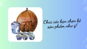 Bộ bình ủ trà trái dừa khắc "Thuận buồm xuôi gió" / Bình trà 04 - 09 lít / Giữ ấm 3 - 6 giờ / Sản phẩm sản xuất thủ công trứ danh xứ dừa Bến Tre