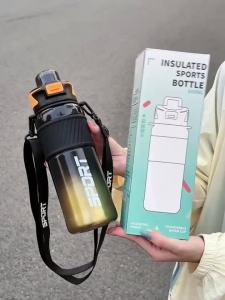Bình Nước Giữ Nhiệt Bằng Thép Không Gỉ 800ML Có Dây Đeo Vai Và Tay Cầm - Hộp Đựng Đồ Uống Nóng Lạnh Di Động
