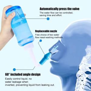 300ML Nasal Wash Sinusitis Nose Cleaner for Adults Child Allergic Rhinitis Treatment Nasal Irrigator Neti Pot Nose Cleaning Tool