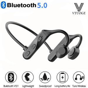 VTUOGE หูฟังนำเสียงผ่านกระดูกหูฟังบลูทูธความหน่วงต่ำสำหรับเล่นเกมชุดหูฟังไร้สายแบบเปิดหูสำหรับขี่จักรยานวิ่งออกกำลังกายกันเหงื่อสำหรับแอนดรอยด์ Xiaomi Redmi Huawei Oppo Vivo Sony Samsung