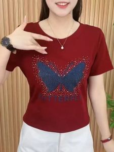 QIAOXIZI | Áo Thun Tay Ngắn Form Rộng Giảm Cân cho Phụ Nữ và Người Già