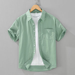 Summer Mens Casual Short Sleeve Pure Cotton Shirt Thin Cool Cotton Material Loose Fit Basic Style Male Fashion Top