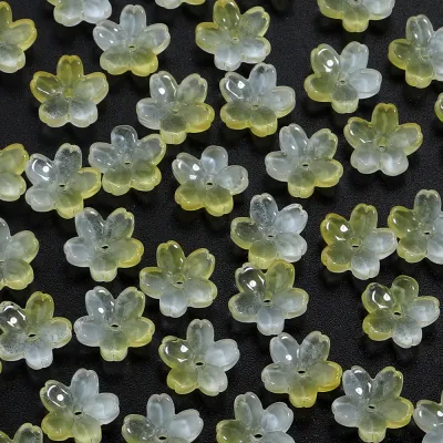 50-100pcs/lot 10.5mm Glass Gradient Loose Bead Cherry Blossom Beads for DIY Jewelry Making Bracelet Necklace Earring Accessories