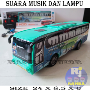 Mainan mobil remot control 2.4Ghz bus Basuri Telolet batrai cas lampu led