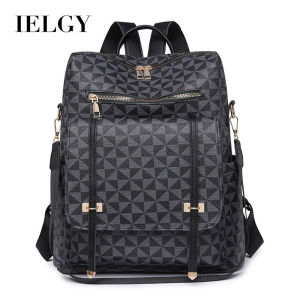 IELGY Printed Backpack Large Capacity Soft Leather Shoulder Commuter Bag Travel Bag