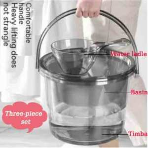 Portable clear laundry bucket Clean bucket Wash basin water spoon Large capacity thickened portable bath bucket