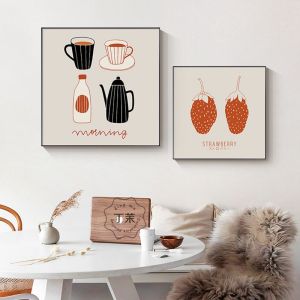 Modern Simple Restaurant Decorative Painting Small Fresh Dining Room Table Background Wall Hanging Picture Milk Tea Shop Restaurant Wall Mural