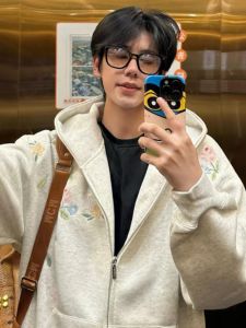 เสื้อแจ็คเก็ตฮู้ดปักลายดอกไม้สไตล์อเมริกัน ทรงหลวม ขนแกะ ซิป ฤดูใบไม้ร่วง/ฤดูหนาว สำหรับผู้ชายและผู้หญิง