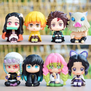 Bandai | Demon Slayer Q Posket Mini Figurines Wholesale Kimetsu No Yaiba PVC Dolls Set of 8pcs for Desktop Decoration