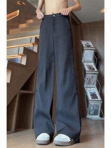 กางเกงขายาวทรงตรงสีดำสไตล์อเมริกันสำหรับผู้ชาย กางเกงขายาวทรงตรงสไตล์สตรีท เทรนด์ฤดูใบไม้ร่วง ทรงสลิมฟิต