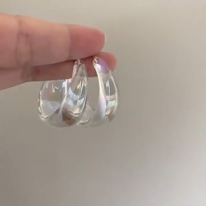 Earrings, Elegant Minimalist Cute Sweet Versatile Statement Trendy Transparent Resin Acrylic Hoop Shape Colorful Safe Hypoallergenic Lightweight Sturdy Not Easy to Fade and Break for Women and Girls Jewelry