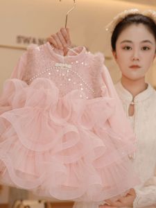 Váy Công Chúa Cho Bé Gái Váy Cotton Lót Lông Cừu Mùa Thu Đông Váy Sinh Nhật Cho Bé Gái Váy Dài Đến Giữa Bắp Chân