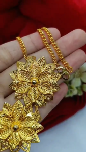 Terbaru Kalung Liontin Bunga Kendari Lapis Emas 24k Gold Fashion Mewah Dubai India Terbaru Import Wanita Perhiasan Aksesoris