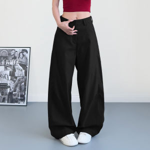 plus Size Wide Leg Suit Pants for Women Loose Fitting Meat Concealing Scythe Pants Commute Style Casual Long Trousers