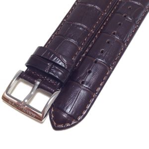 สายนาฬิกาหนังแท้ Solvil Et Titus ลายไม้ไผ่สีเข้ม 22 มม. หนาปานกลาง กลวงโลหะผสม ช่วงสายแบบติดแน่น สายรัดข้อมือสำหรับผู้ชาย