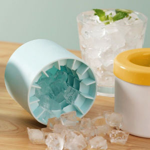Amoki【Ready in Stock】 Silicone Ice Cube Mold Creative Round Ice Bucket Ice Maker Holds Up to 60 Ice Cubes