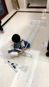 Drying Rack Bedroom Clothes Rack Stand With Rack Hanger Floor coat rack Double Rod Balcony hanger