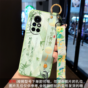 Huawei Nova8 Soft Silicone Phone Case with Wrist Strap Neck Cord Womens Style Full Protection Cover Anti-Fall Couple Crossbody