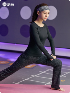 Professional Yoga Sportswear Long Sleeve Fitness Top Womens Running T-shirt Black HuaZhou 2024 New Style Polyester Fiber