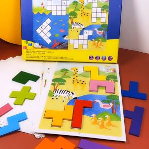 Đồ chơi giáo dục phát triển trí tuệ montessori xếp hình Tetris tư duy giải đố logic theo hình cho trẻ