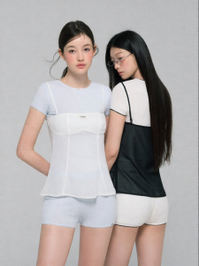 La lune Du ciel | Bộ Quần Áo Phong Cách Pháp Dễ Thương Tshirt Tay Ngắn Quần Short