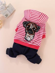Autumn Winter New Four-Legged Embroidered Fleece Warm Dog Pet Cat Clothes Teddy Clothing Pet Supplies Cat Clothes Warmth